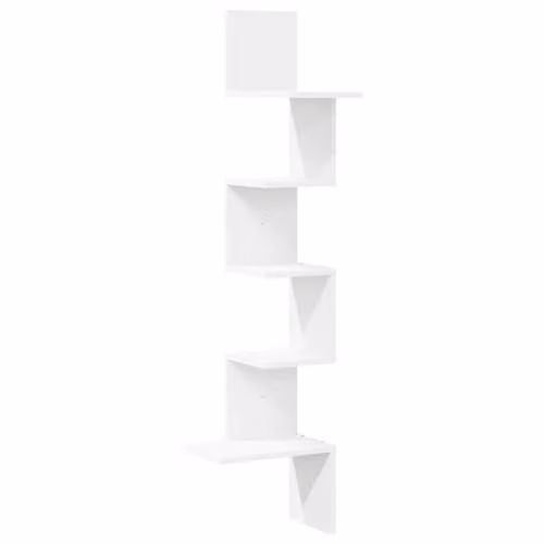 vidaXL Modern White Wall Corner Shelf in Engineered Wood W/D/H: 32 x 32 x 127.5 cm