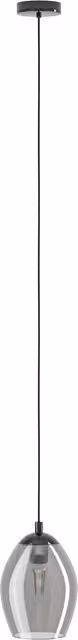Eglo Estanys Modern Suspended Pendant Light with Transparent Glass and Nickel-Black Metal Finish