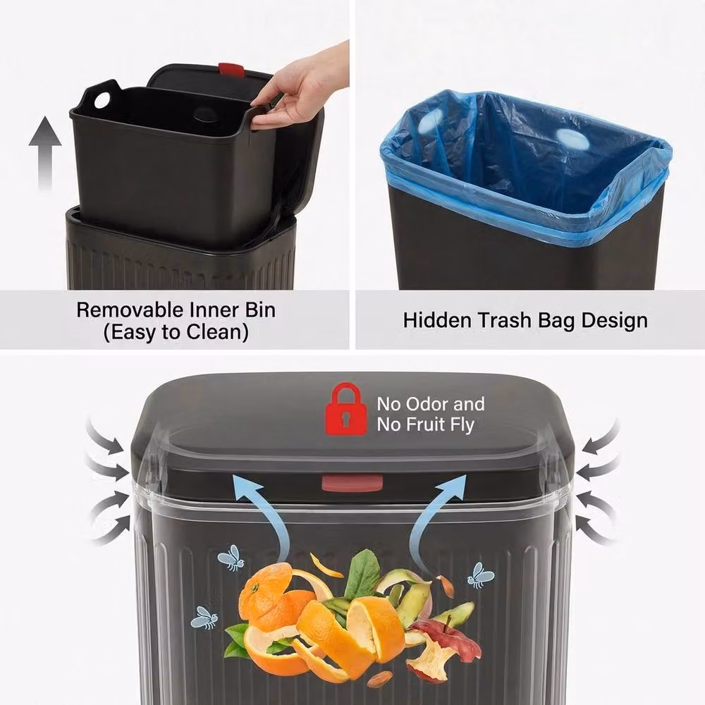 EONLION Hanging Kitchen Waste Bin with Flip Lid in Black – 5