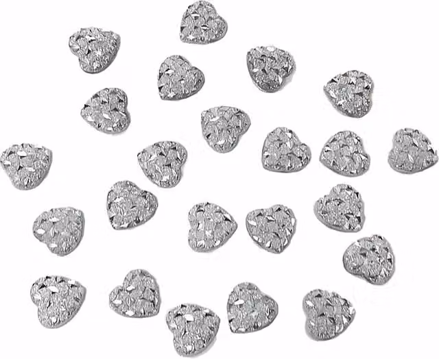Syntego Silver Stardust Glitter Heart Resin Gems, Flat Back, 50 Pack, Silver