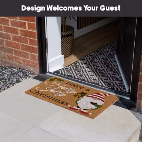 JVL Gonks Christmas Coir Entrance Doormat, Multicolour, W: 40 cm, D: 58 cm – 5