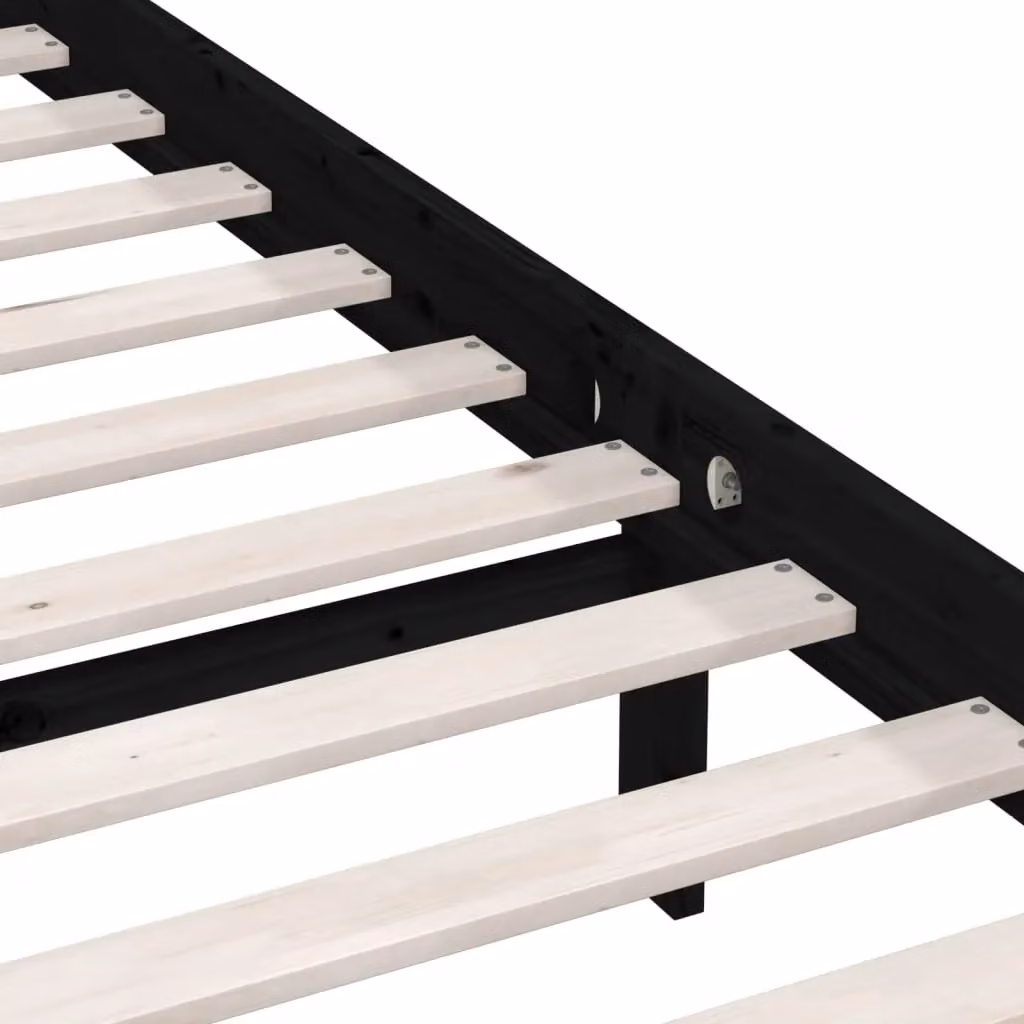 Berkfield Home Black Solid Wood Pine Bed Frame W: 90 cm, L: 200 cm – 4