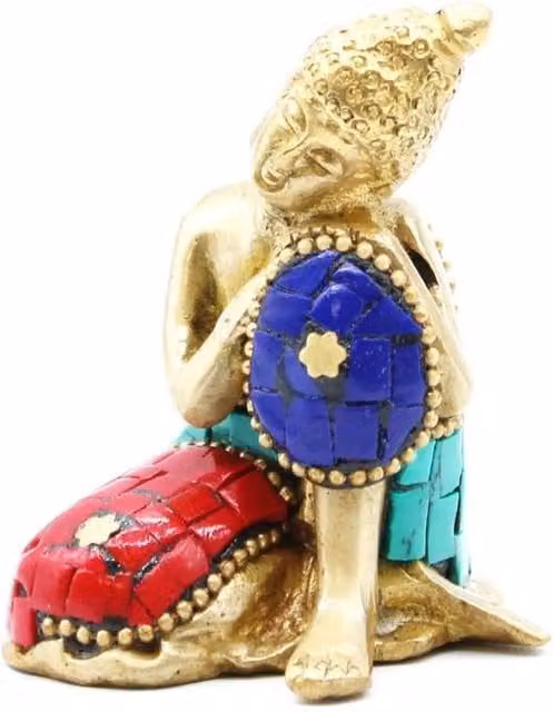 KDMD Gold Metal Buddha Figure Tabletop Decorative Accent, Height: 6.5 cm – 1