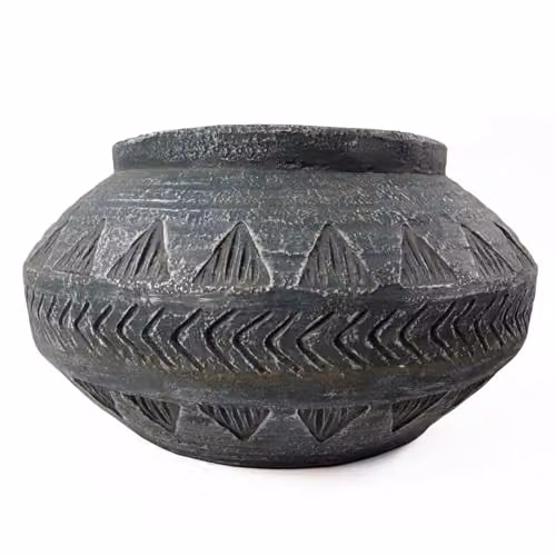 Botanik Luxury Geometric Ceramic Indoor Planter Cachepot in Grey, W/D/H: 40 x 40 x 24 cm