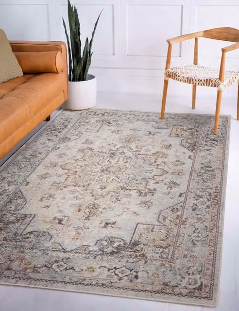 Asiatic Flores Ester Persian Rug, Multicolour, Floral Classic Woven Rectangular Easy-Care Polypropylene and Polyacrylic