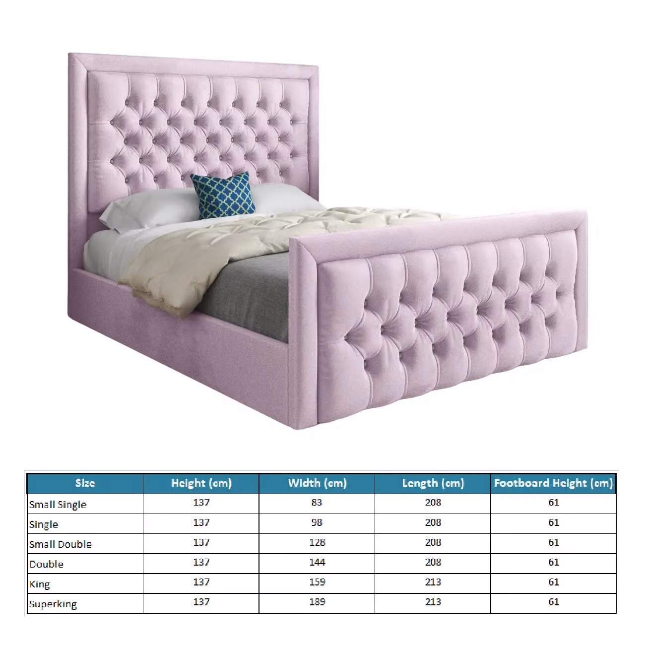 KDMD Rovigo Upholstered Soft Velvet Bed Frame in Pink, W/D/H: 120 x 200 x 137 cm – 4