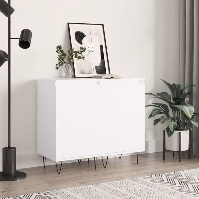 Berkfield Home Set of 2 Modern Sideboards in White and Black, W/D/H: 40 x 35 x 70 cm