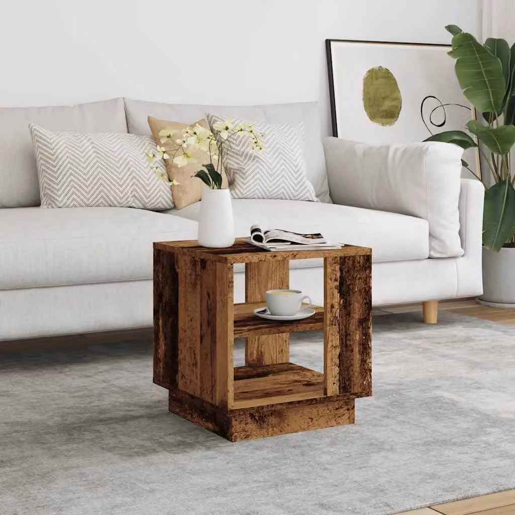 Berkfield Home Rustic Brown Square Coffee Table in Engineered Wood W/D/H: 40 x 40 x 43 cm – 3