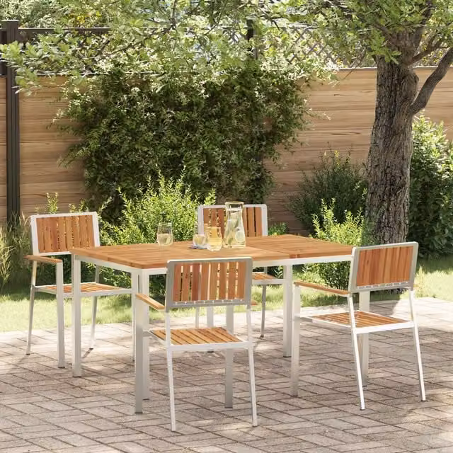 Berkfield Home 5 Piece Garden Dining Set in Brown Solid Acacia Wood