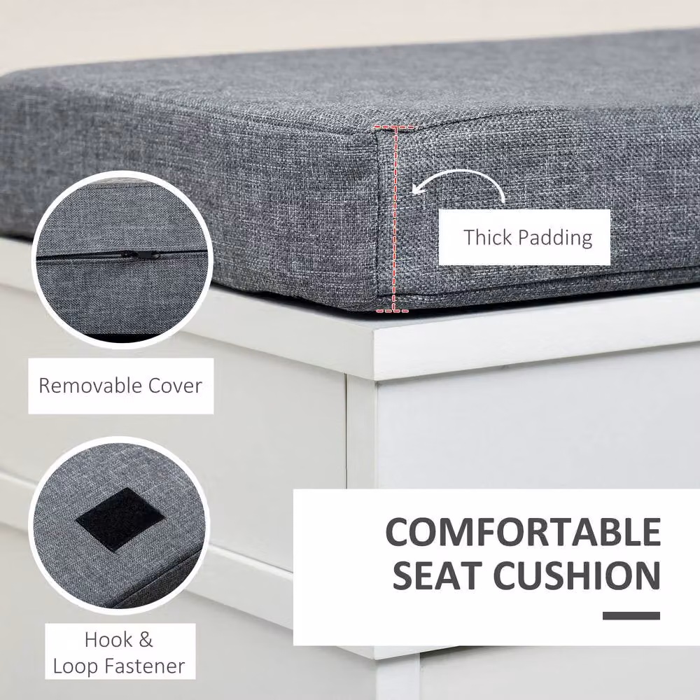 STILVORA Shoe Storage Bench with Cushion and Flip Drawers in White – 5