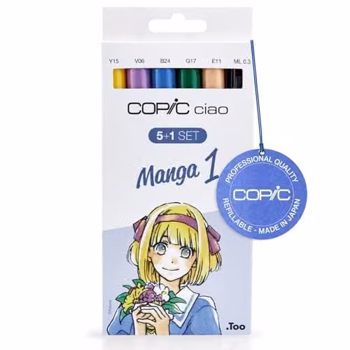 Copic Ciao Twin Tip Brush Ink Marker Pens, Multicolour, 6 Pack