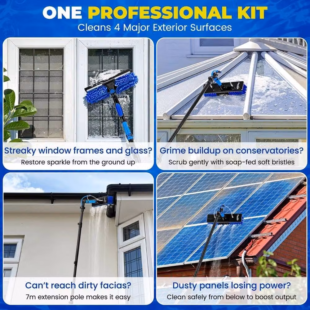 SPETLEK Extendable Telescopic Window Cleaner Squeegee with Microfibre Head, Blue – 2