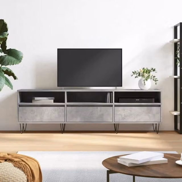Berkfield Home Industrial TV Cabinet in Grey, W/D/H: 150 x 30 x 44.5 cm