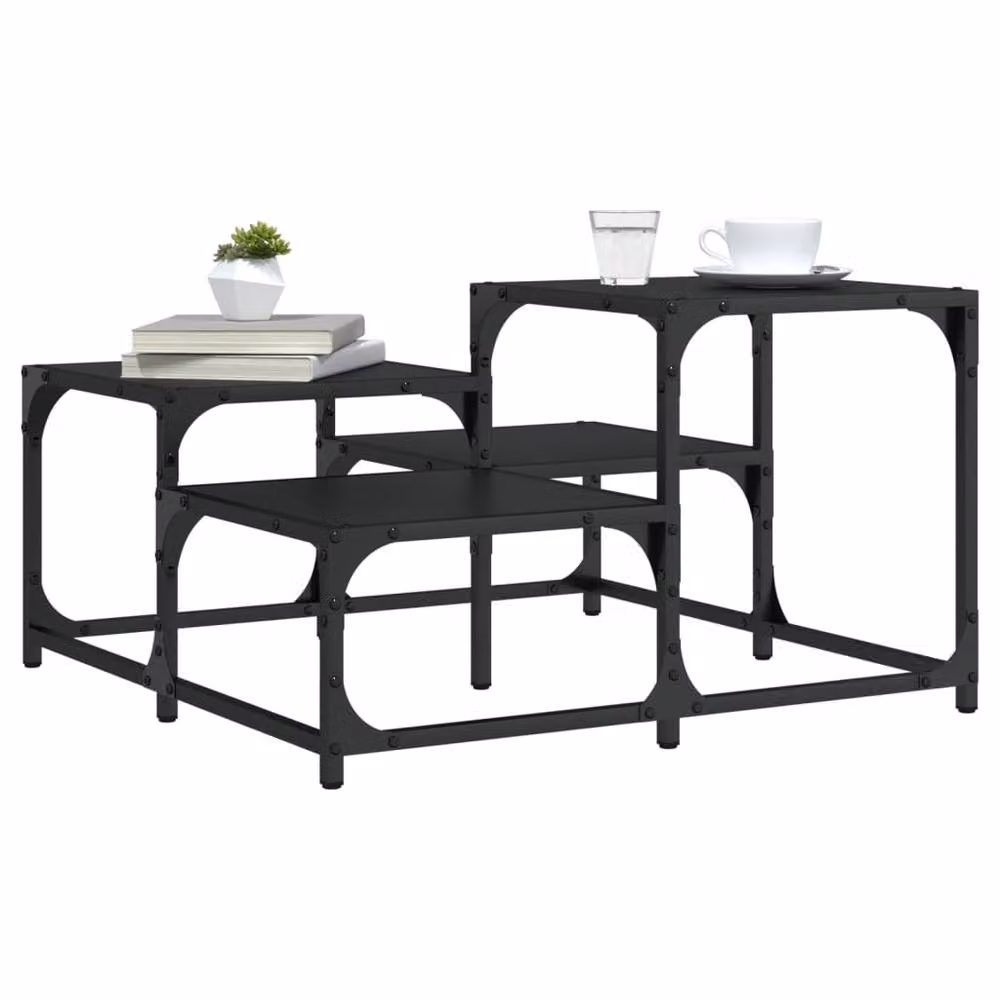 Berkfield Home Black Square Coffee Table with Matt MDF and Metal Legs, W/D/H: 68 x 68 x 40 cm – 2
