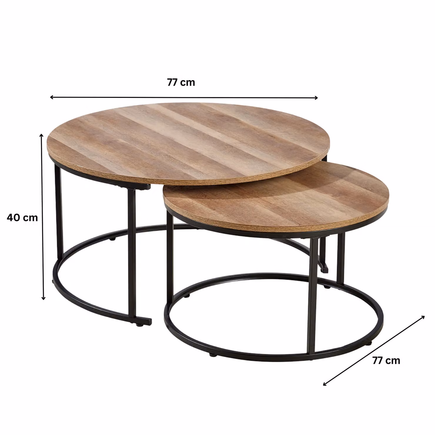 Home Source Industrial Nesting Coffee Tables in Light Oak and Metal – 3