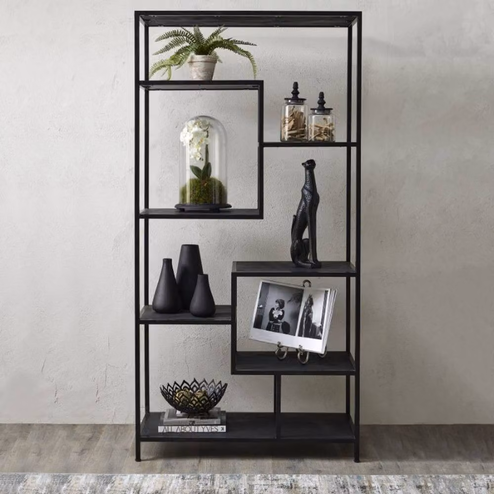 Lemon Pavilion Industrial Metal Large Multi Shelf Unit, Black, W100 x D40 x H200 cm – 4