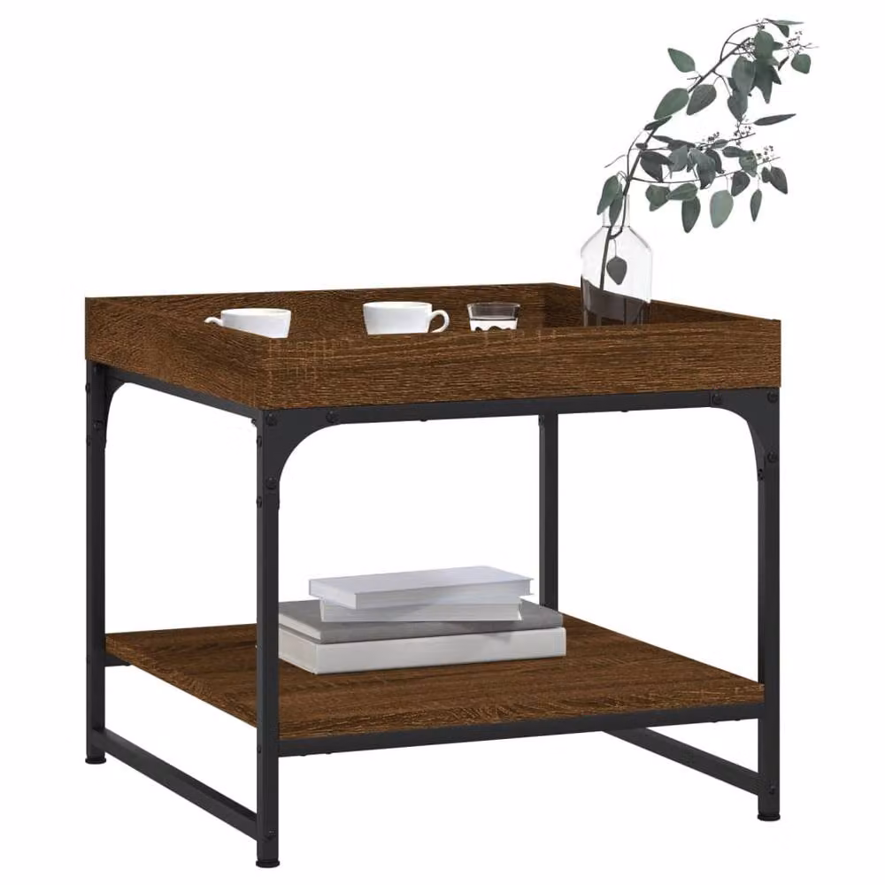 Berkfield Home Brown Oak Coffee Table, W/D/H: 49.5 x 49.5 x 45 cm – 3