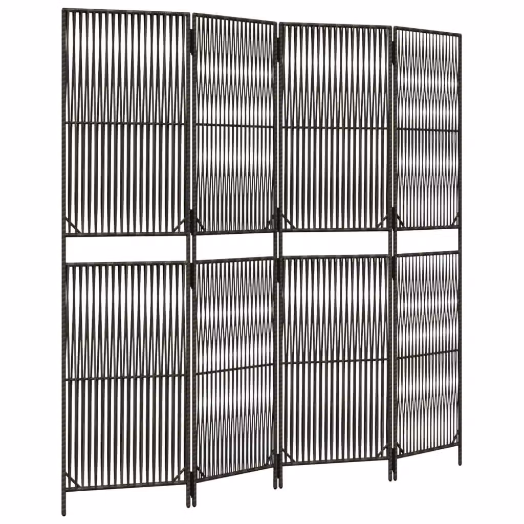 Berkfield Home 4 Panel Grey Poly Rattan and Steel Room Divider – 2