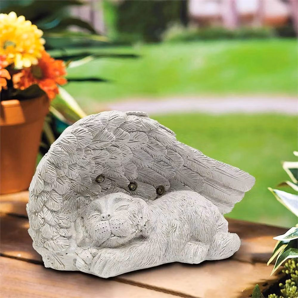 NESTLUNE Solar LED Pet Dog Memorial Garden Light in Light Grey – 4