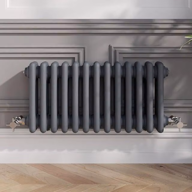 Temprazo Traditional Colosseum Double Bar Column Radiator in Anthracite Grey, H 119 cm x W 30 cm x D 10 cm