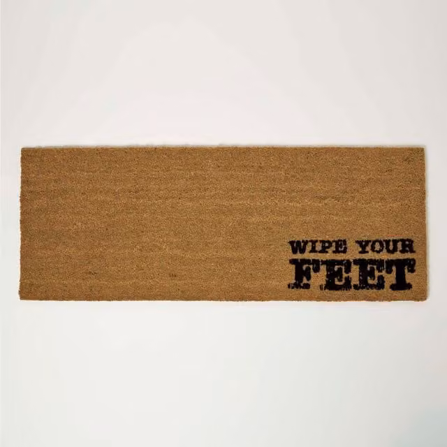 Homescapes Non-Slip Coir and Rubber Double Door Mat Runner, Brown and Black, W: 120 cm, D: 45 cm, H: 1 cm