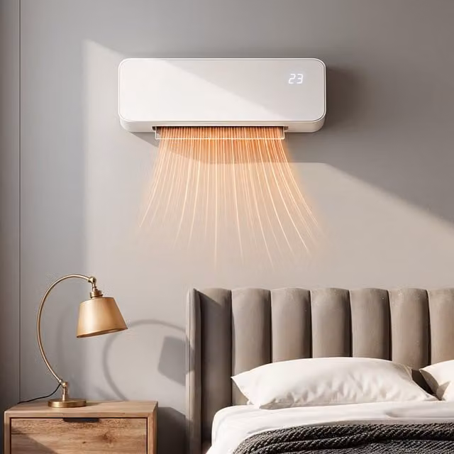 Livingandhome White Ceramic Fan Heater with Remote Control and Thermostat, Wall Mounted, 1000W