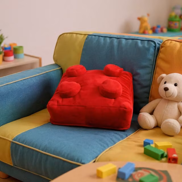 Echo Three Retro Square Plush Cushion in Red, W/D/H: 30 x 30 x 30 cm