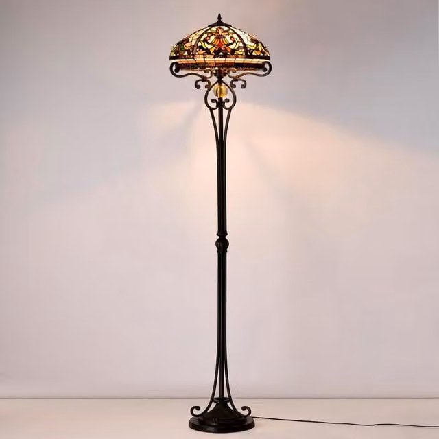 BELOFAY Tiffany Stained Glass Floor Lamp in Multicolour with Art Deco Design
