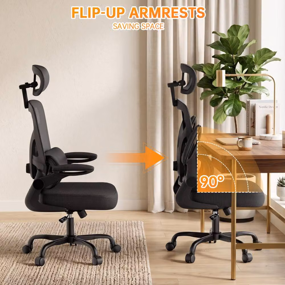 Gartistgo Ergonomic Office Chair in Black with Mesh Fabric, Adjustable Headrest and Armrests – 5