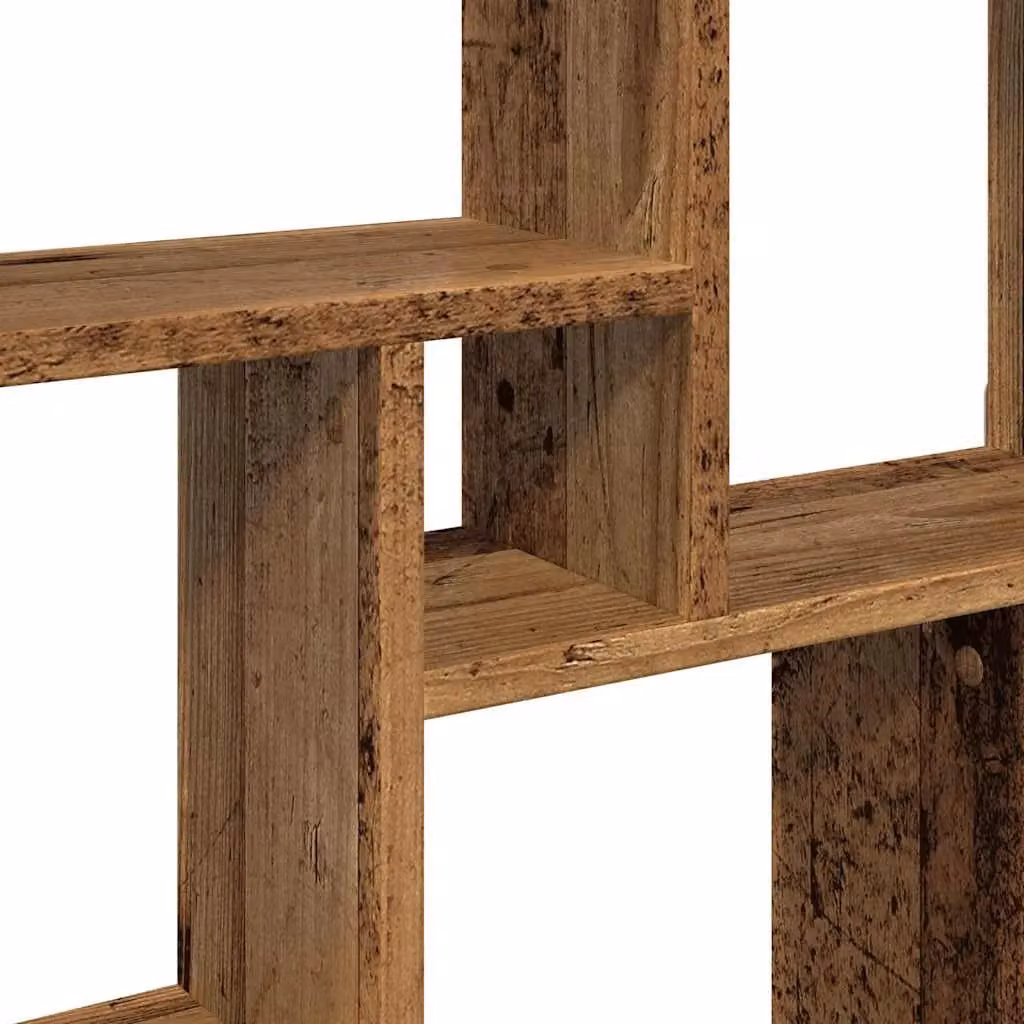 Berkfield Home Wall Cube Shelf in Old Wood Brown, W/D/H: 78 x 15 x 93 cm – 4