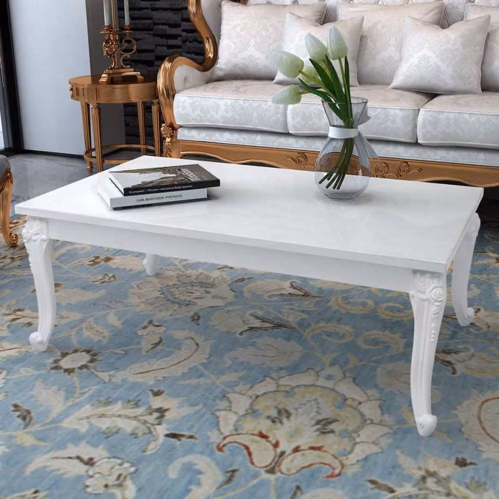 Berkfield Home Classic Coffee Table in High Gloss White, W/D/H: 115 x 65 x 42 cm – 2