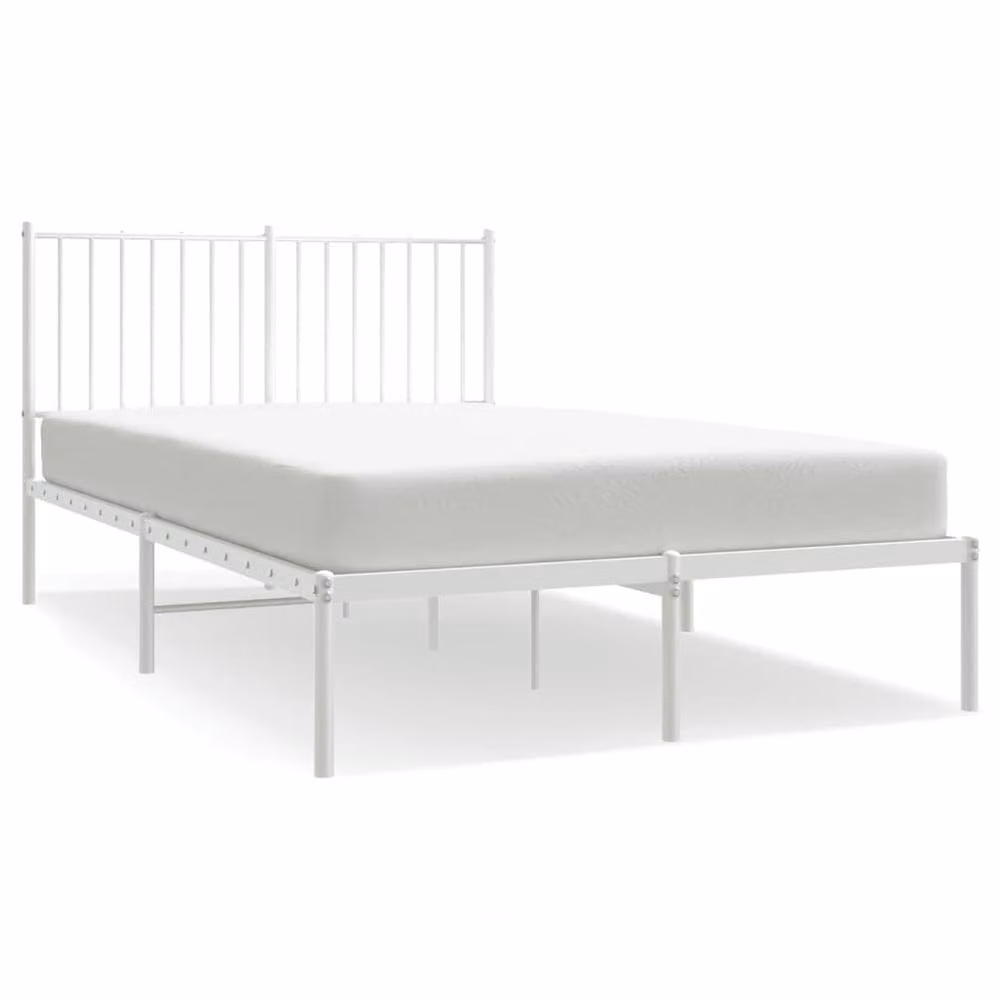 Berkfield Home Metal Bed Frame with Headboard in White, W/D/H: 120 x 190 cm – 2