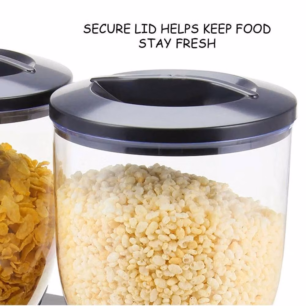 KORVIXA Double Cereal Dry Food Storage Dispenser, Black, W: 100 cm, D: 15 cm, H: 15 cm – 4