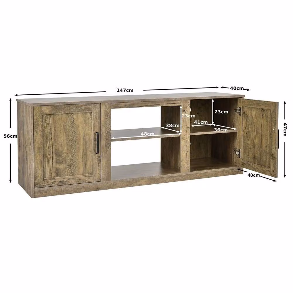 VOGREX 58 inch TV Entertainment Console Stand in Sand Wood and Metal – 2