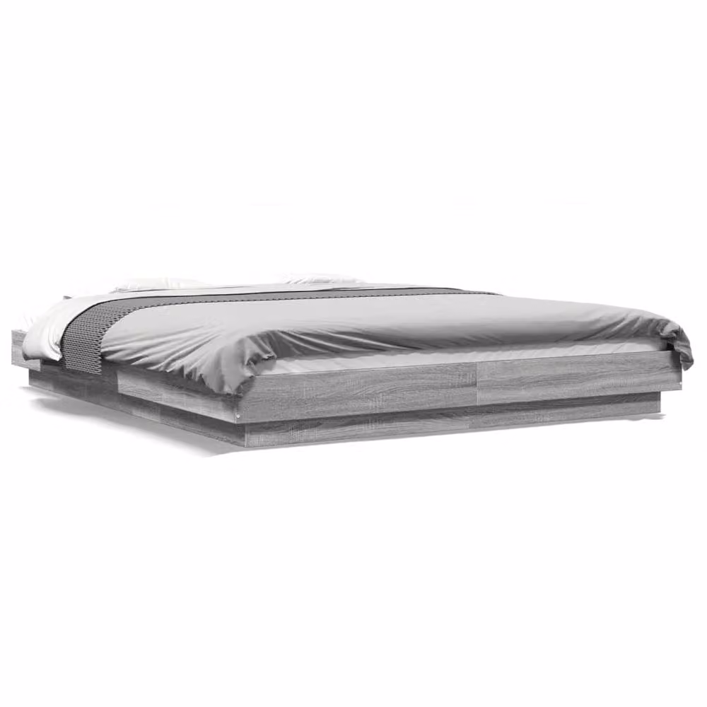 Berkfield Home Durable Grey Sonoma Bed Frame with Under-Bed LED Lighting, W/D/H: 150 x 200 cm – 2