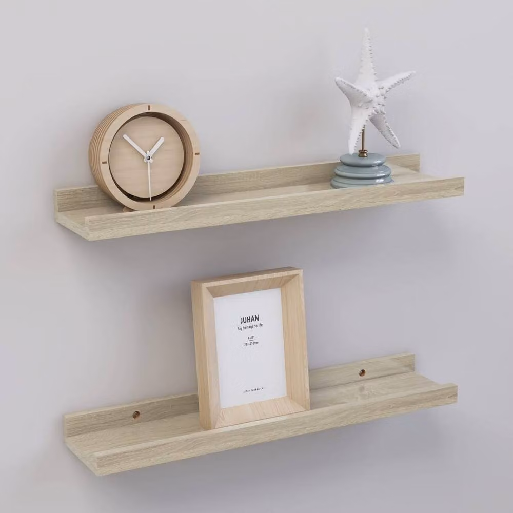 Berkfield Home Sonoma Oak Wall Shelves, 2 Pack, Light Tan, W: 40 cm, D: 9 cm, H: 3 cm – 2