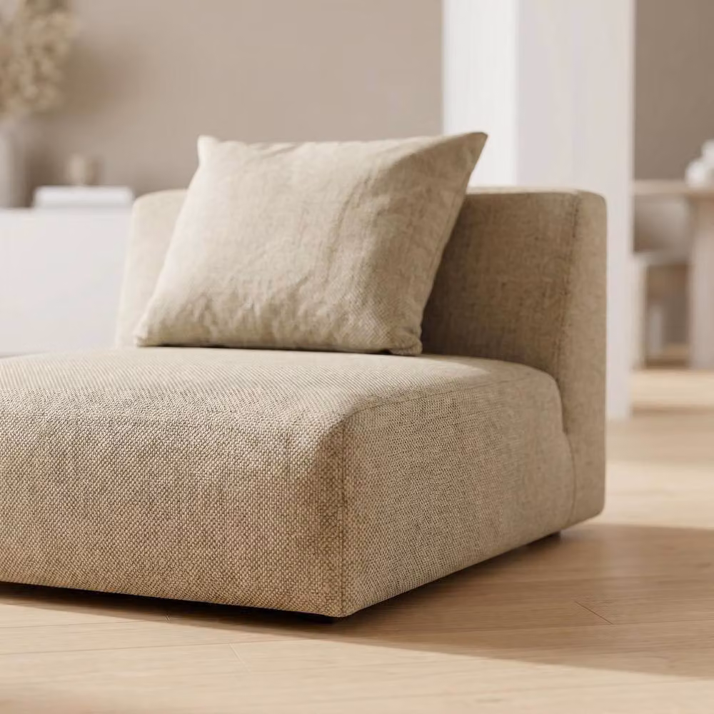 Abakus Direct Tokyo Single Seat Lounge Chair in Anthracite Grey and Warm Beige Basket Weave Fabric – 2
