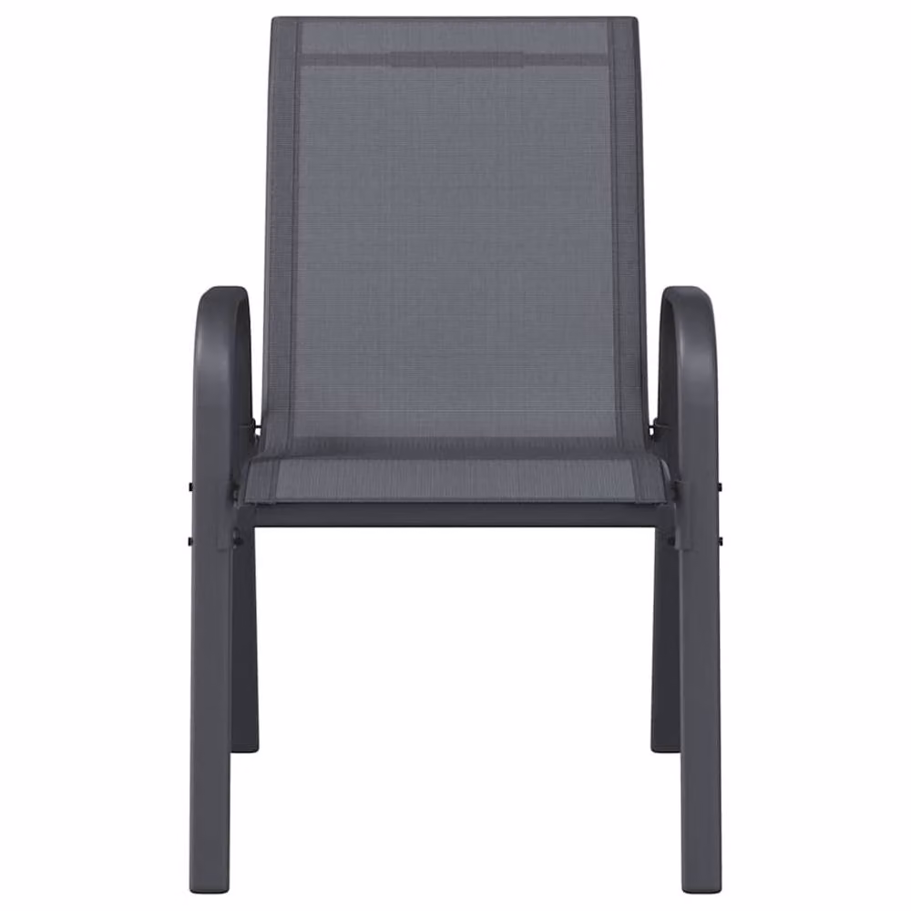 Berkfield Home Set of 6 Stackable Modern Garden Chairs in Grey Textilene and Metal – 3