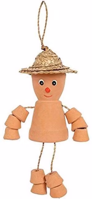 Something Different Small Ceramic Terracotta Man Hanging Pot in Brown
