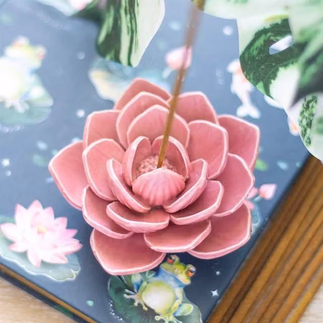 Nature'S Grace Ceramic Tabletop Incense Stick Holder in Pink