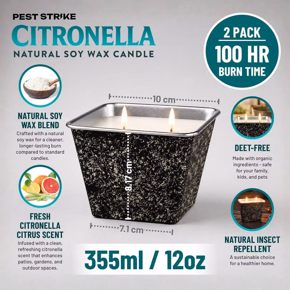 Volila Citronella Scented Soy Wax Candle in Black, 355ml, 2 Pack – 2