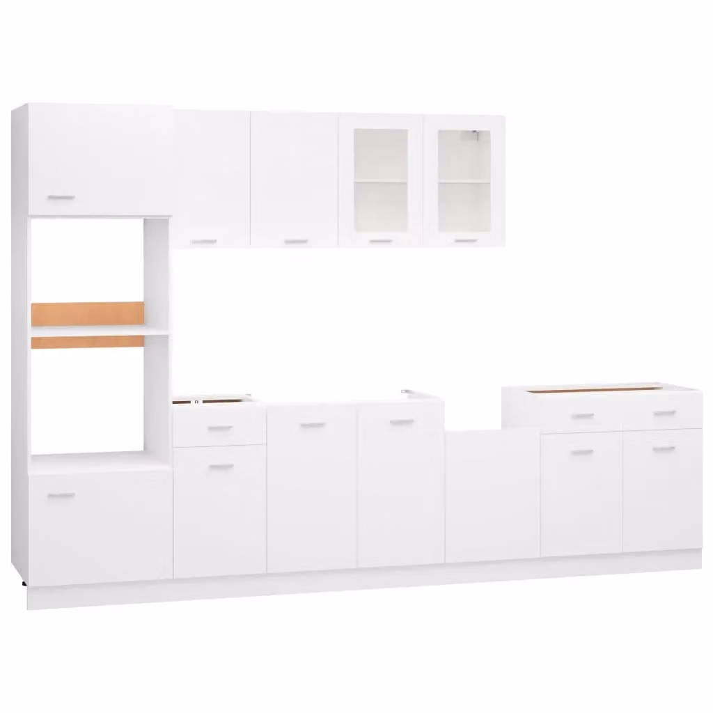 Berkfield Home 7 Piece Modern White Kitchen Cabinet Set in Engineered Wood