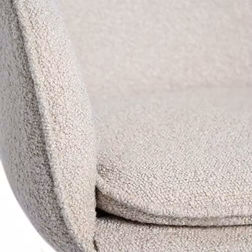 Genesis Modern Dining Chairs with Armrests in Beige Bouclé and Black Metal – 2