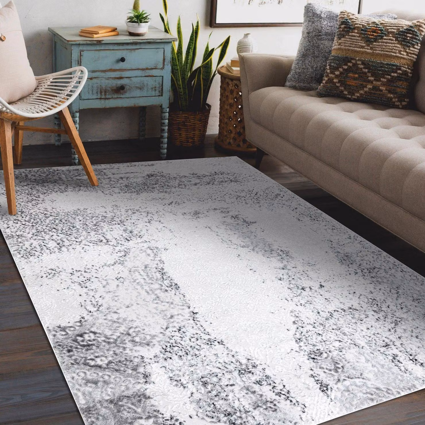 RugsX Mefe Modern Abstract Grey Rectangular Rug W: 280 cm, D: 370 cm – 2
