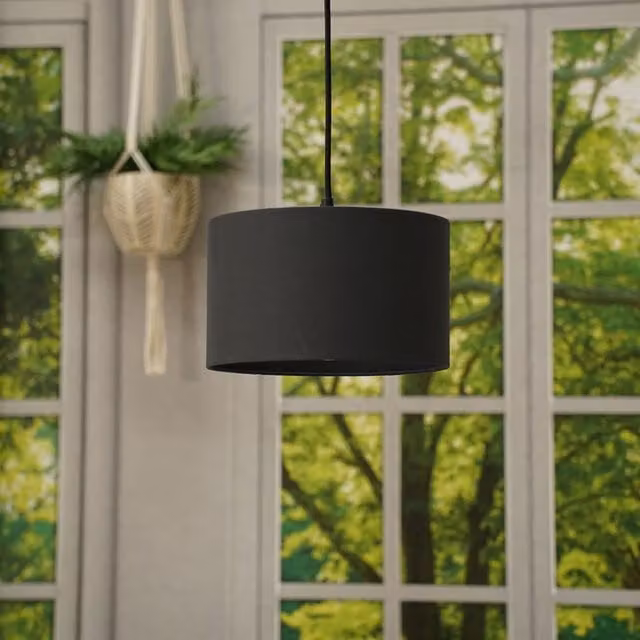 ValueLights Reni Black Fabric Small Drum Cylinder Lampshade