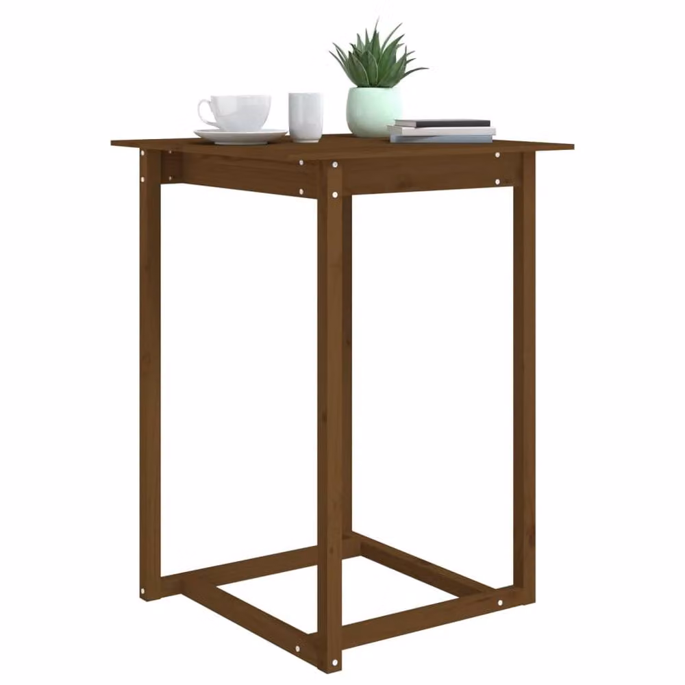 Berkfield Home Rustic Square Bar Table in Honey Brown Solid Pine, W/D/H: 80 x 80 x 110 cm – 4