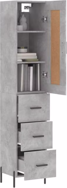Berkfield Home Industrial Highboard in Grey with Hinged Doors and Internal Shelves, W/D/H: 34.5 x 34 x 180 cm – 1