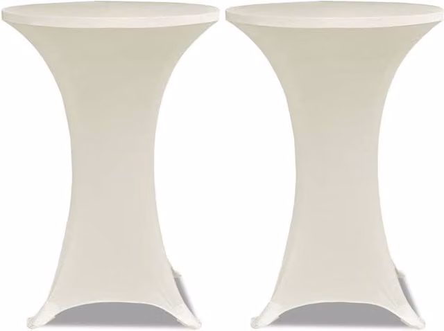 Berkfield Home Stretch Elastic Standing Table Cover, Beige, 4 Piece Set, Diameter: 80 cm