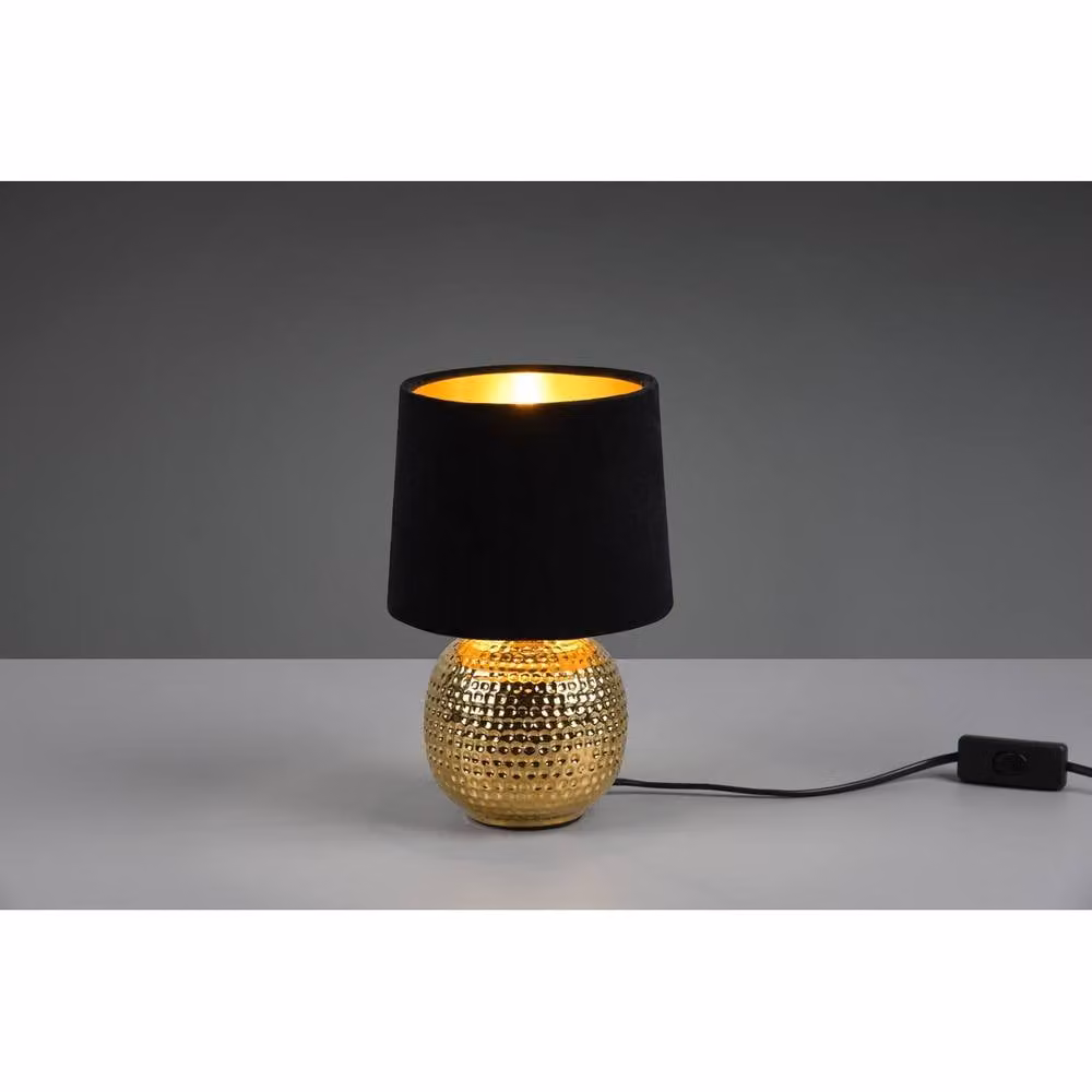 Netlighting Sophia Modern Table Lamp with Round Tapered Fabric Shade in Gold and Black – 2