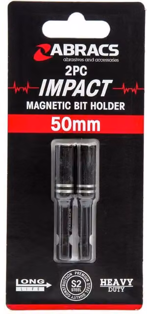 Abracs Expert Impact Magnetic Bit Holder, 2 Pack, Black